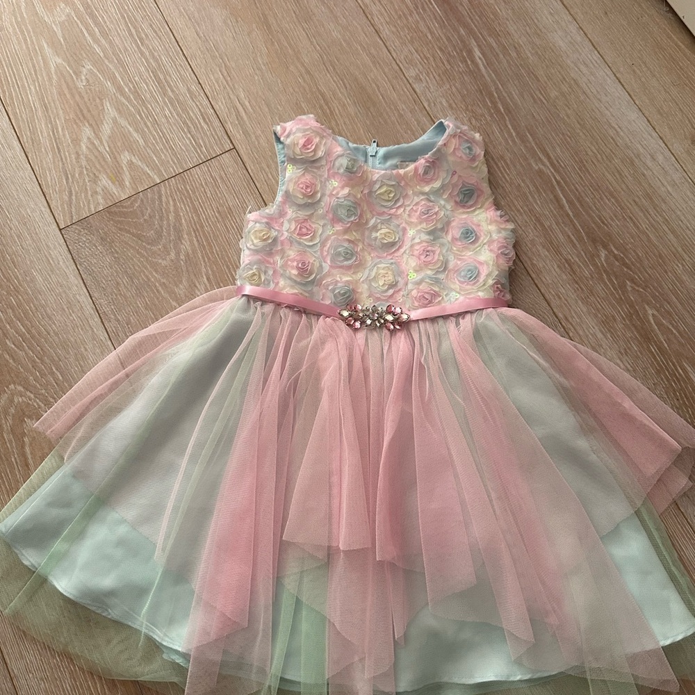 Rare Editions Pink and White Floral Dress